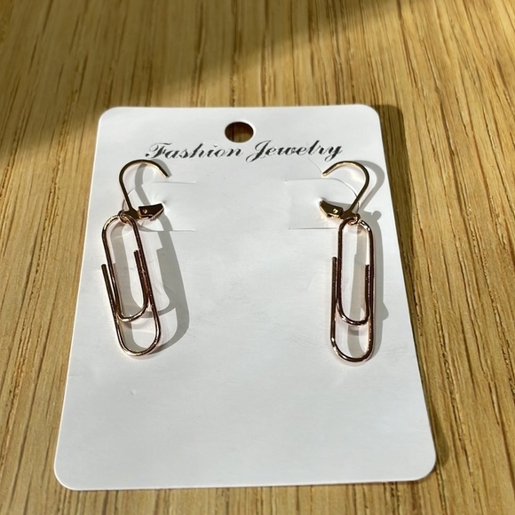 Paperclip Gold Drop Earrings - Picture 9 of 13